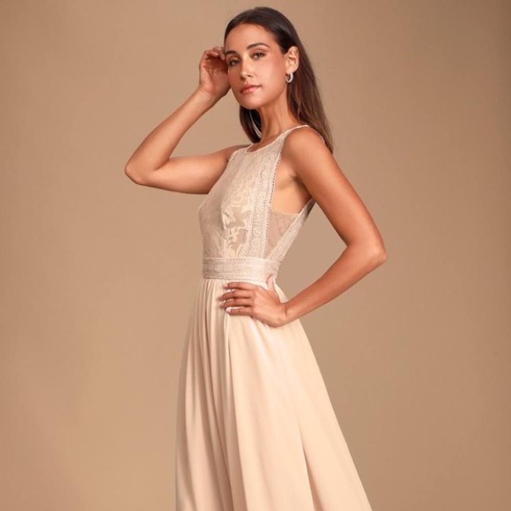 Lulus Light Pink & Lace Dress